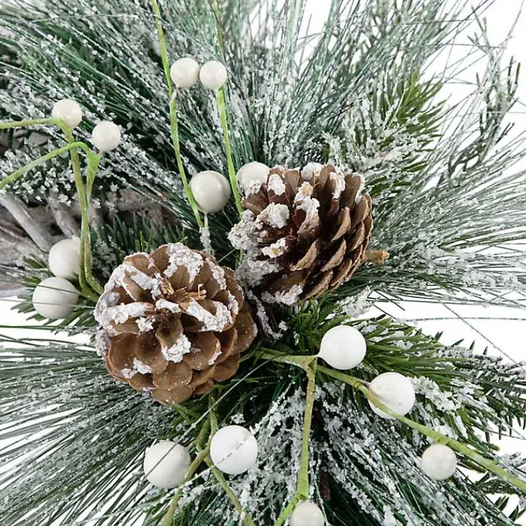 Online Frosted Pine and Foliage Twig Wreath Christmas Wreaths