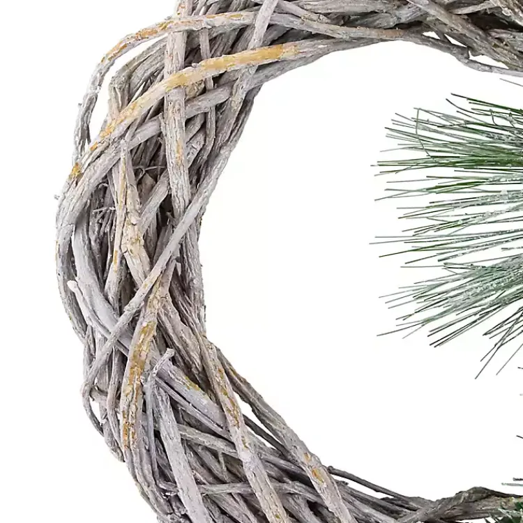 Online Frosted Pine and Foliage Twig Wreath Christmas Wreaths