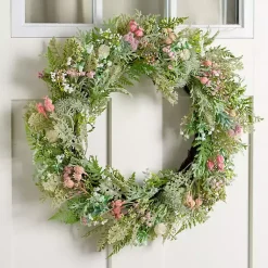 Frosted Pink Greenery Wreath Wreaths