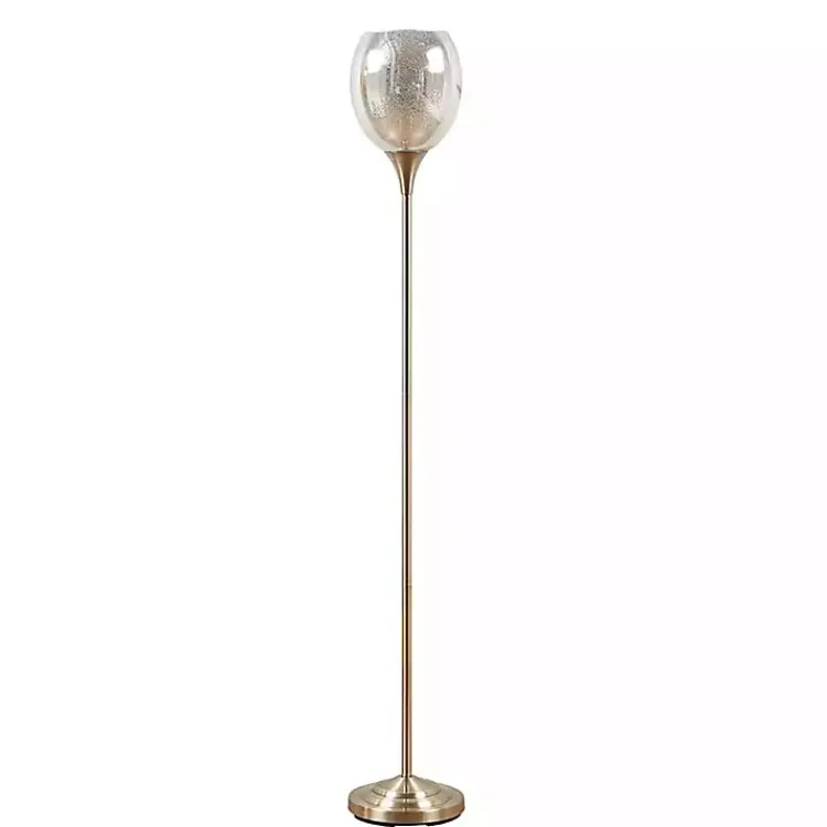 Kirklands Home Floor Lamps|Frosted Starlight Golden Floor Lamp White