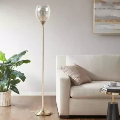 Kirklands Home Floor Lamps|Frosted Starlight Golden Floor Lamp White