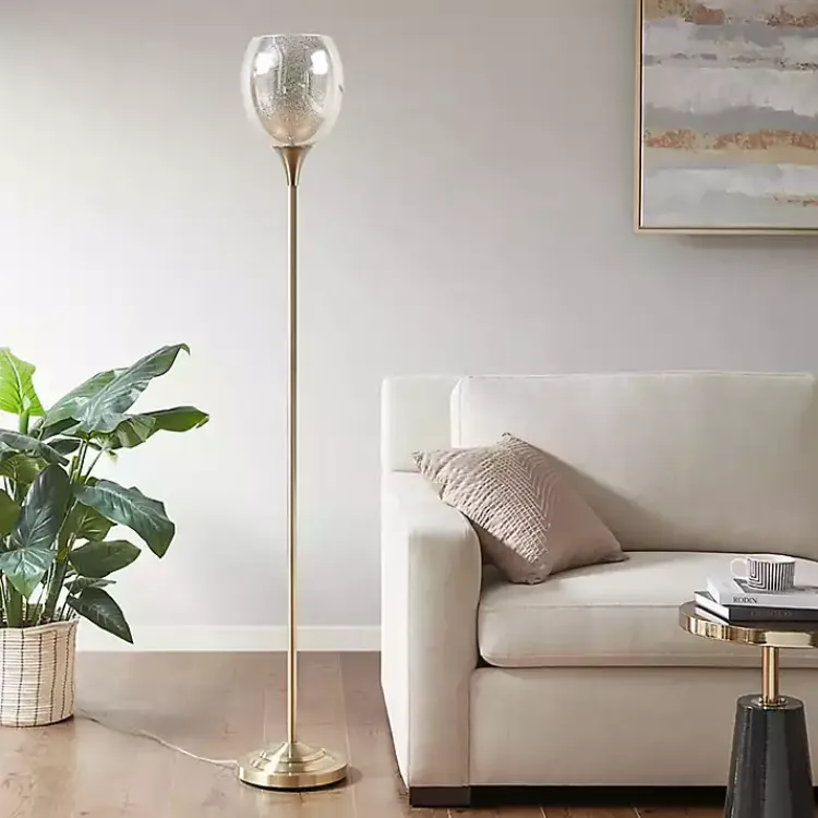 Kirklands Home Floor Lamps|Frosted Starlight Golden Floor Lamp White