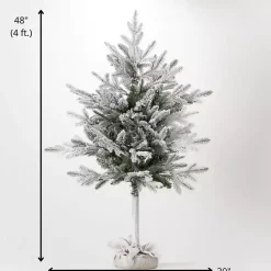 Outlet 4ft. Flocked Pine Christmas Tree in Burlap Sack Christmas Trees