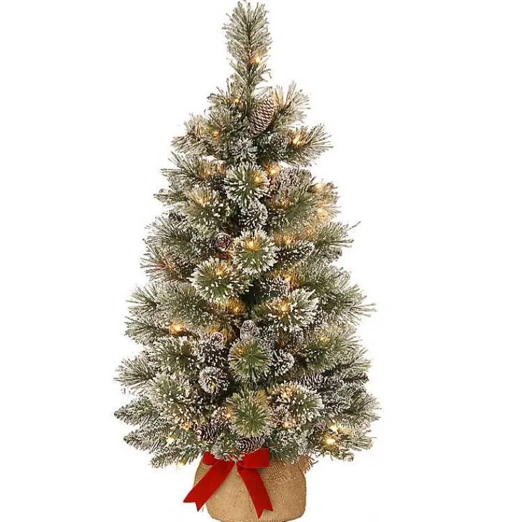 New 3-ft. Pre-Lit Flocked Glitter Christmas Tree Christmas Arrangements & Garland