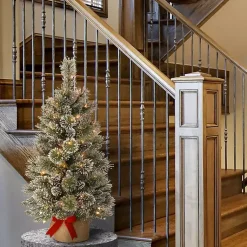 New 3-ft. Pre-Lit Flocked Glitter Christmas Tree Christmas Arrangements & Garland