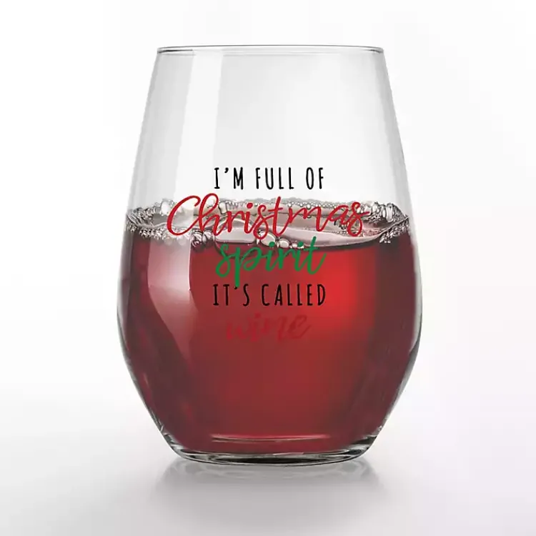 Clearance Full of Christmas Spirit Wine Glasses, Set of 2 Christmas Dining & Entertaining