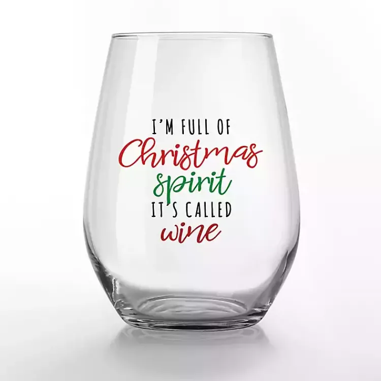 Clearance Full of Christmas Spirit Wine Glasses, Set of 2 Christmas Dining & Entertaining