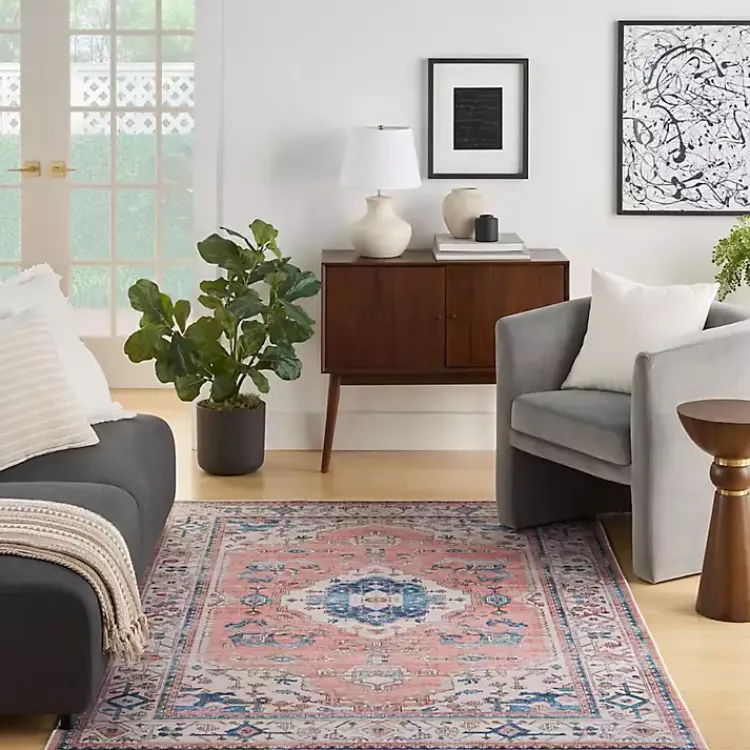 Kirklands Home Area Rugs|Fulton Coral Medallion Area Rug, 5x7 Pink