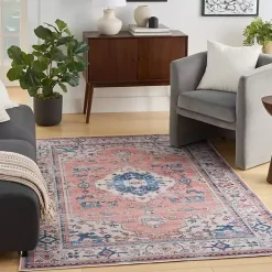 Kirklands Home Area Rugs|Fulton Coral Medallion Area Rug, 7x9 Pink