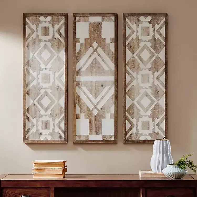 Kirklands Home Wall Plaques|Gail Wooden Plaques, Set of 3 Brown