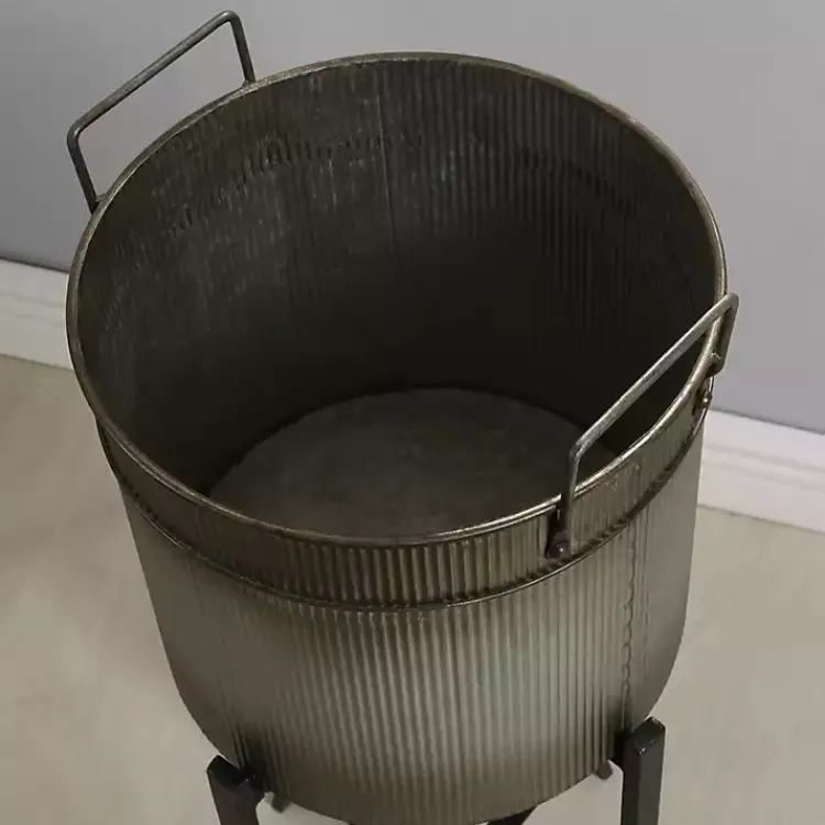 Kirklands Home Planters|Galvanized Planters with Stands, Set of 2 Black