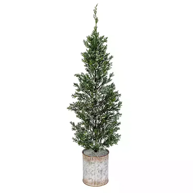 Outlet Galvanized Bucket Snowy Christmas Tree, 35 in. Christmas Arrangements & Garland