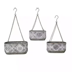 Kirklands Home Planters|Galvanized Hanging Bucket Planters, Set of 3 Silver