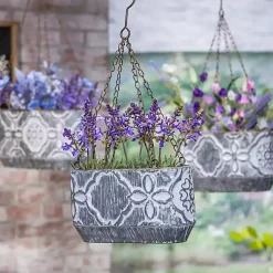 Kirklands Home Planters|Galvanized Hanging Bucket Planters, Set of 3 Silver