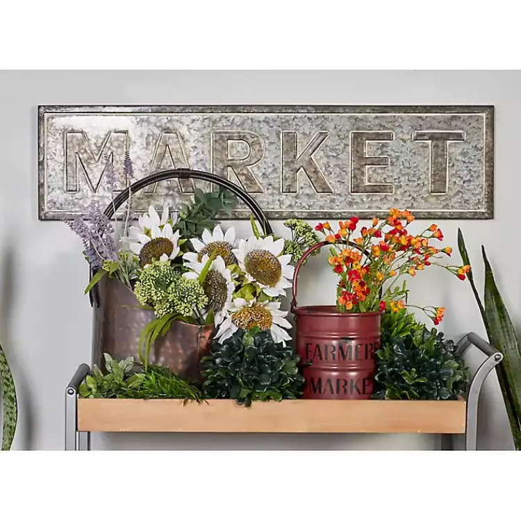 Kirklands Home Wall Quotes & Signs|Galvanized Iron Market Wall Sign Silver