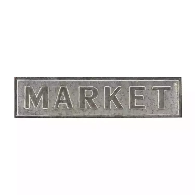 Kirklands Home Wall Quotes & Signs|Galvanized Iron Market Wall Sign Silver