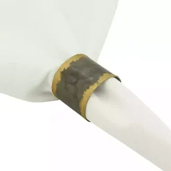 Kirklands Home Table Linens|Galvanized Metal Gold Rim Napkin Rings, Set of 4