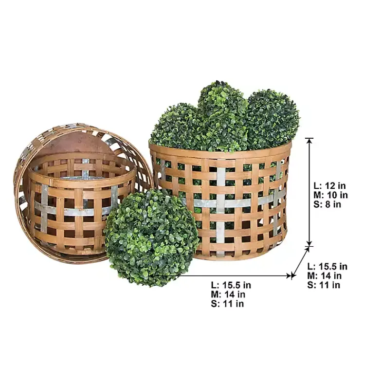 Discount Galvanized Woven Wicker Baskets, Set of 3 Baskets & Boxes