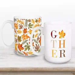 New Gather & Fall Leaves Mugs, Set of 2 Fall