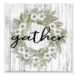 Kirklands Home Wall Quotes & Signs|Gather In Floral Wood Plank Wall Plaque