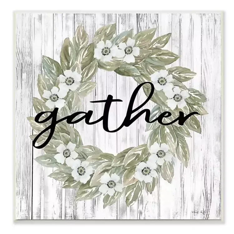 Kirklands Home Wall Quotes & Signs|Gather In Floral Wood Plank Wall Plaque