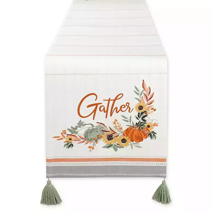 Kirklands Home Table Linens|Gather with Pumpkin Harvest Table Runner White