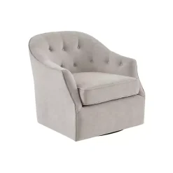 Kirklands Home Accent Chairs|Gayla Taupe Button Tufted Swivel Accent Chair Gray