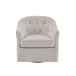 Kirklands Home Accent Chairs|Gayla Taupe Button Tufted Swivel Accent Chair Gray