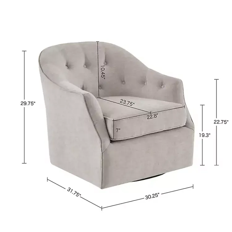 Kirklands Home Accent Chairs|Gayla Taupe Button Tufted Swivel Accent Chair Gray