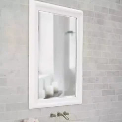 Kirklands Home Decorative Mirrors|George Ridged Rectangular Wall Mirror White