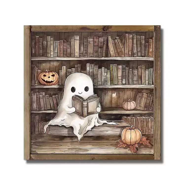 Clearance Ghost at the Library Framed Halloween Wall Plaque Halloween