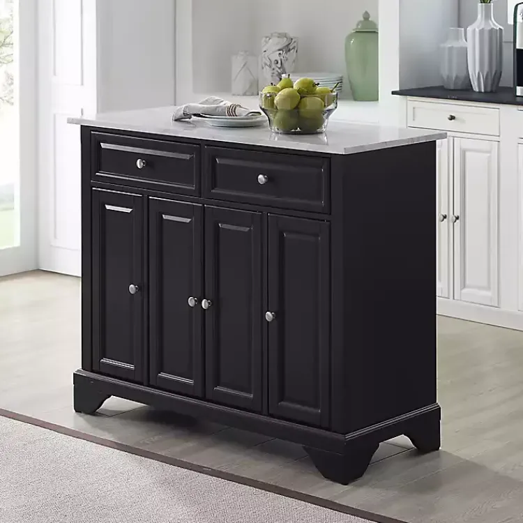 Kirklands Home Kitchen Islands & Bar Carts|Gia Black and White Marble Kitchen Island