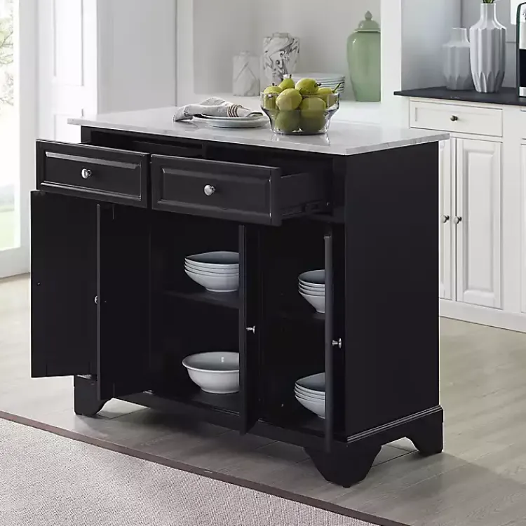 Kirklands Home Kitchen Islands & Bar Carts|Gia Black and White Marble Kitchen Island