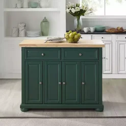 Kirklands Home Kitchen Islands & Bar Carts|Gia Forest Green Wood Kitchen Island