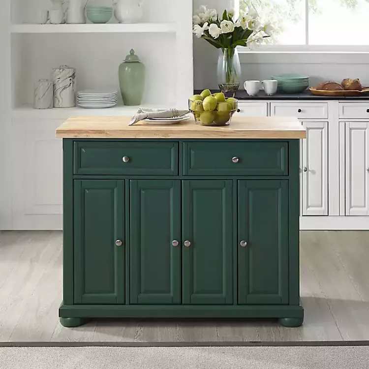 Kirklands Home Kitchen Islands & Bar Carts|Gia Forest Green Wood Kitchen Island