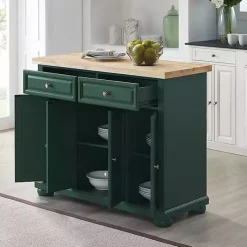 Kirklands Home Kitchen Islands & Bar Carts|Gia Forest Green Wood Kitchen Island