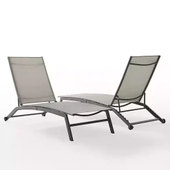 Kirklands Home Outdoor Seating|Gibson Gray Mesh Outdoor Loungers, Set of 2