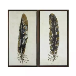 Kirklands Home Framed Art|Gilded Feathers Canvas Art Prints, Set of 2
