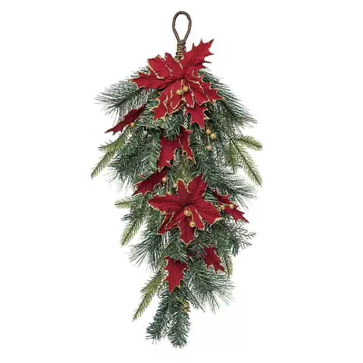 Hot Gilded Poinsettia Christmas Swag Christmas Wreaths