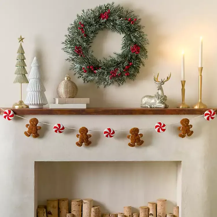 Discount Gingerbread and Peppermint Christmas Banner Christmas Art & Wall Decor