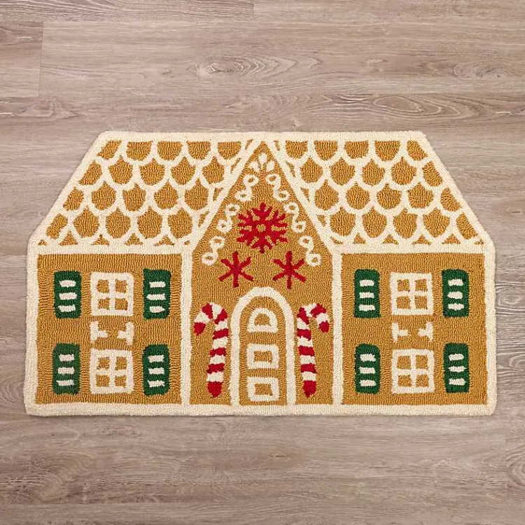 New Gingerbread House Hooked Floor Mat Christmas Decorations