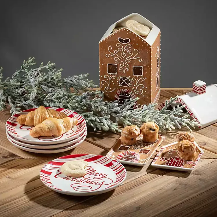 Outlet Gingerbread House Serving Trays, Set of 2 Christmas Dining & Entertaining