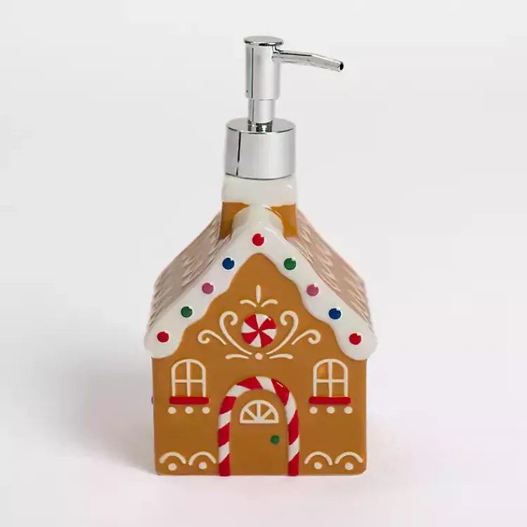 Kirklands Home Kitchen Accessories|Gingerbread House Soap Dispenser Brown