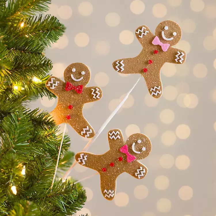 Clearance Gingerbread Trio Christmas Tree Pick Christmas Tree Decorations