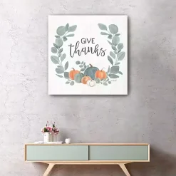 Online Give Thanks Eucalyptus Pumpkin Giclee Canvas Print Fall