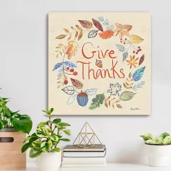 Best Give Thanks Fall Wreath Canvas Art Print Fall