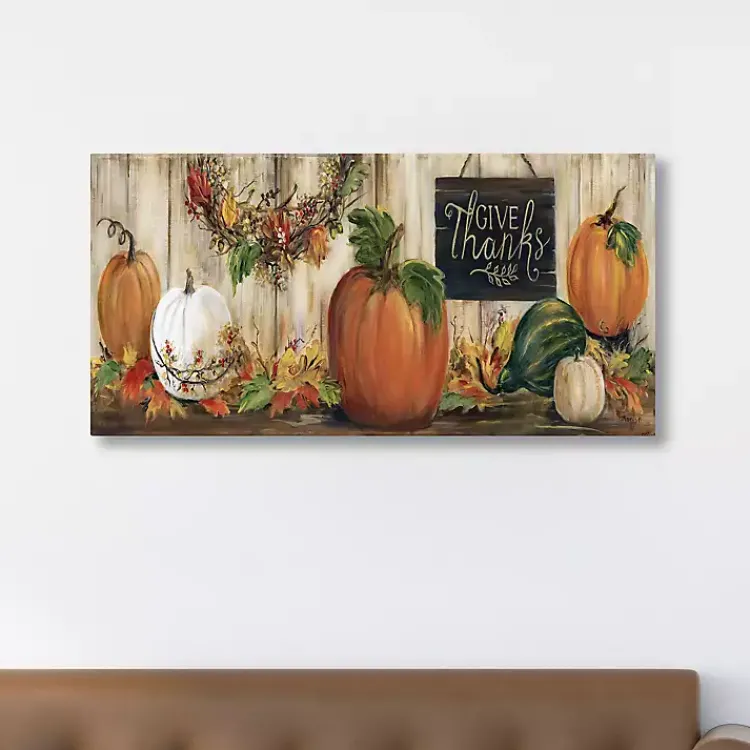 Sale Give Thanks Pumpkin Canvas Art Print Fall