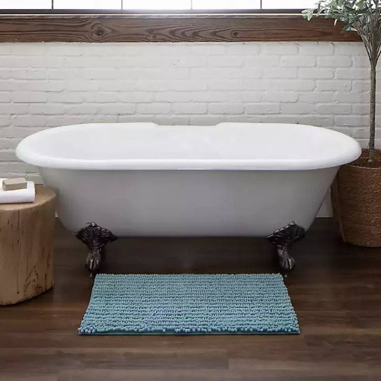 Kirklands Home Bathroom Rugs|Glacier Lofty Pile Chenille Bath Mat, 60 in. Blue