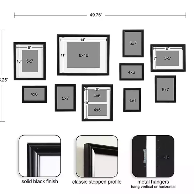 Kirklands Home Gallery Wall Frames|Glam Black 10-pc. Gallery Wall Frame Set