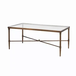 Kirklands Home Coffee Tables|Glass and Metal Rectangle Porter Coffee Table Gold